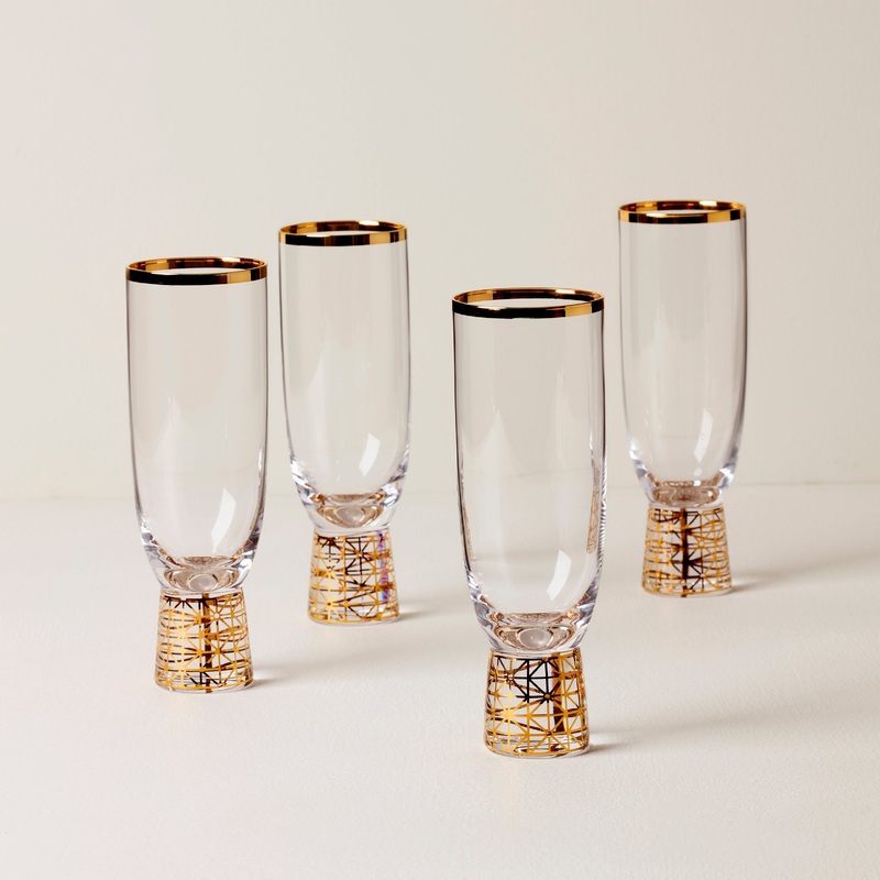 Tuscany Classics Gold Frost Flute Glasses - Set Of 4