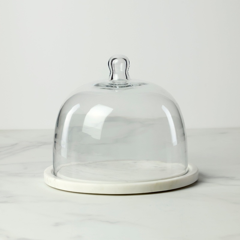 White Marble and Glass Cloche