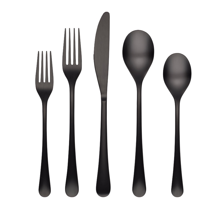 Xyla Black Satin 20 Piece Flatware Set