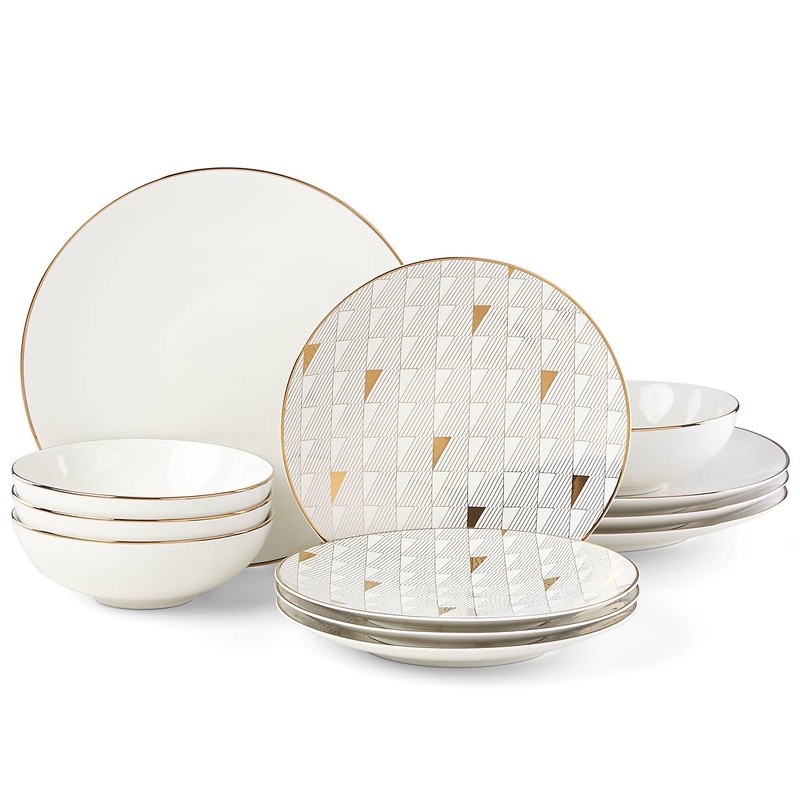 Trianna White 12-Piece Dinnerware Set