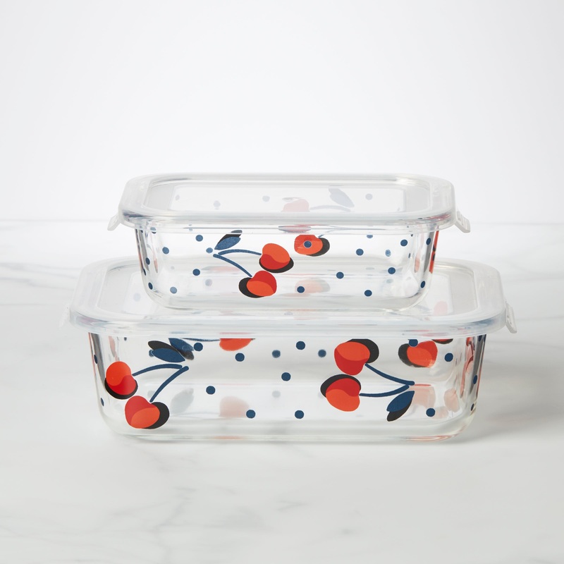 Vintage Cherry Dot 2-Piece Rectangular Storage Set