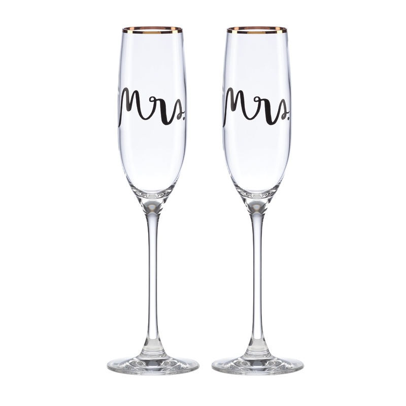 Wedding Party Mrs. & Mrs. Champagne Flute - Set Of 2