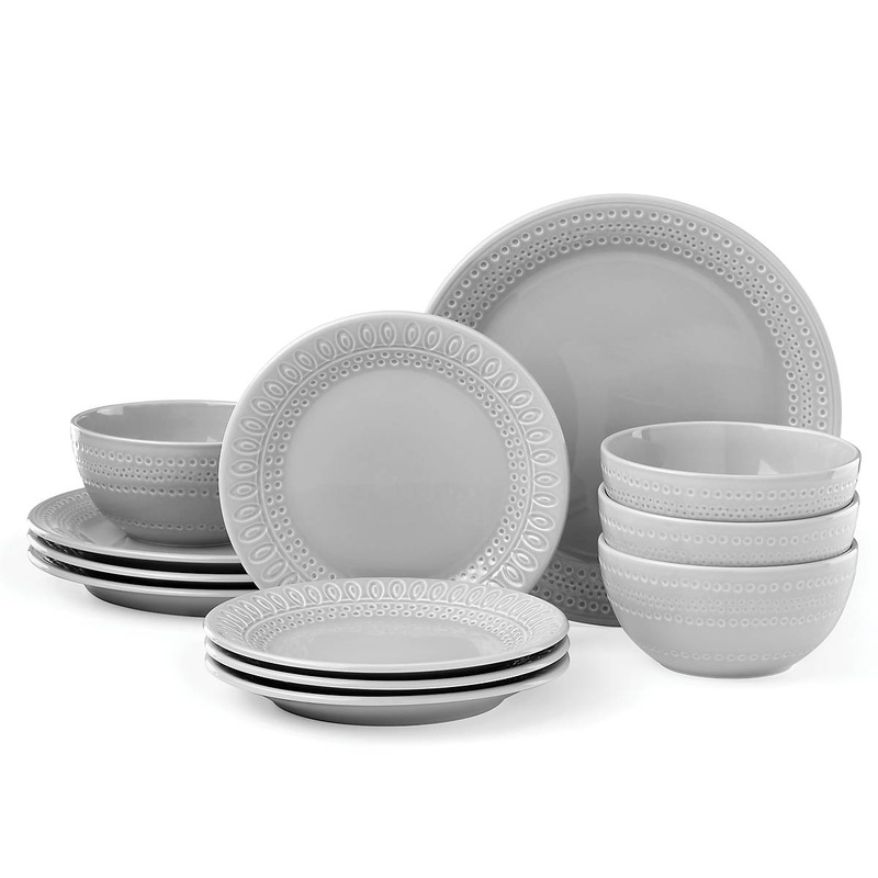 Willow Drive Grey 12-Piece Dinnerware Set