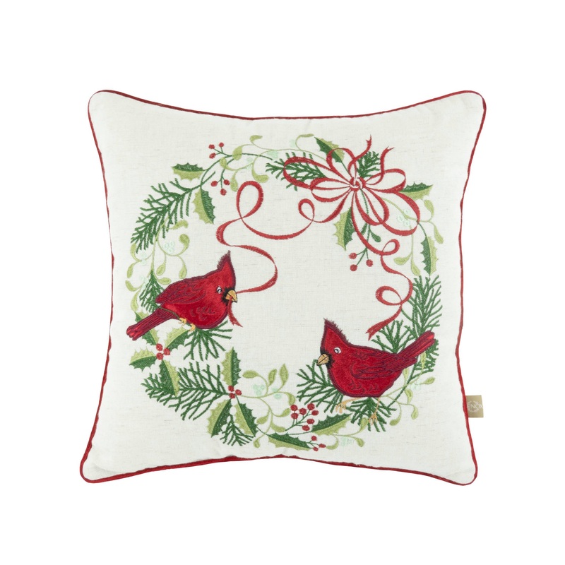 Winter Greetings Wreath 18X18 Throw Pillow