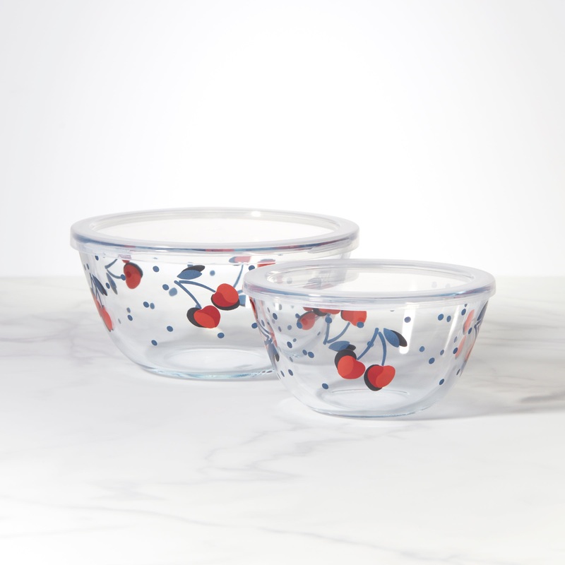 Vintage Cherry Dot 2-Piece Round Storage Set