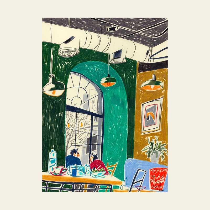 Cozy Interior at Eat & Fit Caffe, Yerevan, Armenia, Print