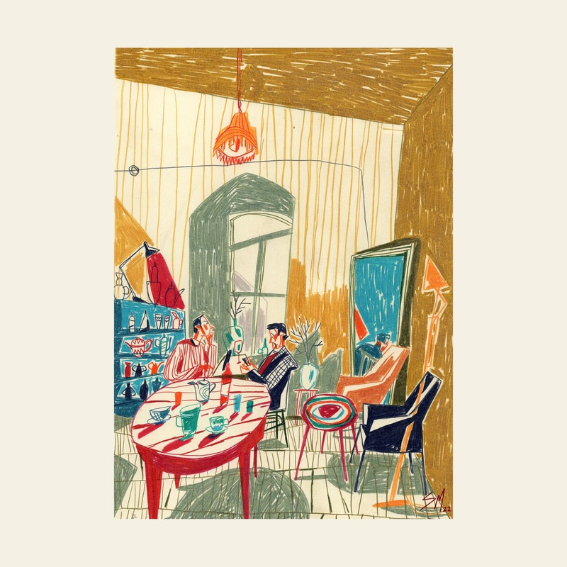 Evening at Mirzoyan Library's Caffe, Print