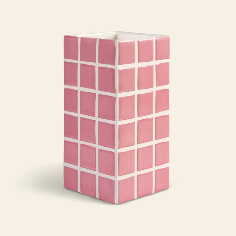 &klevering Tiled Vase Pink