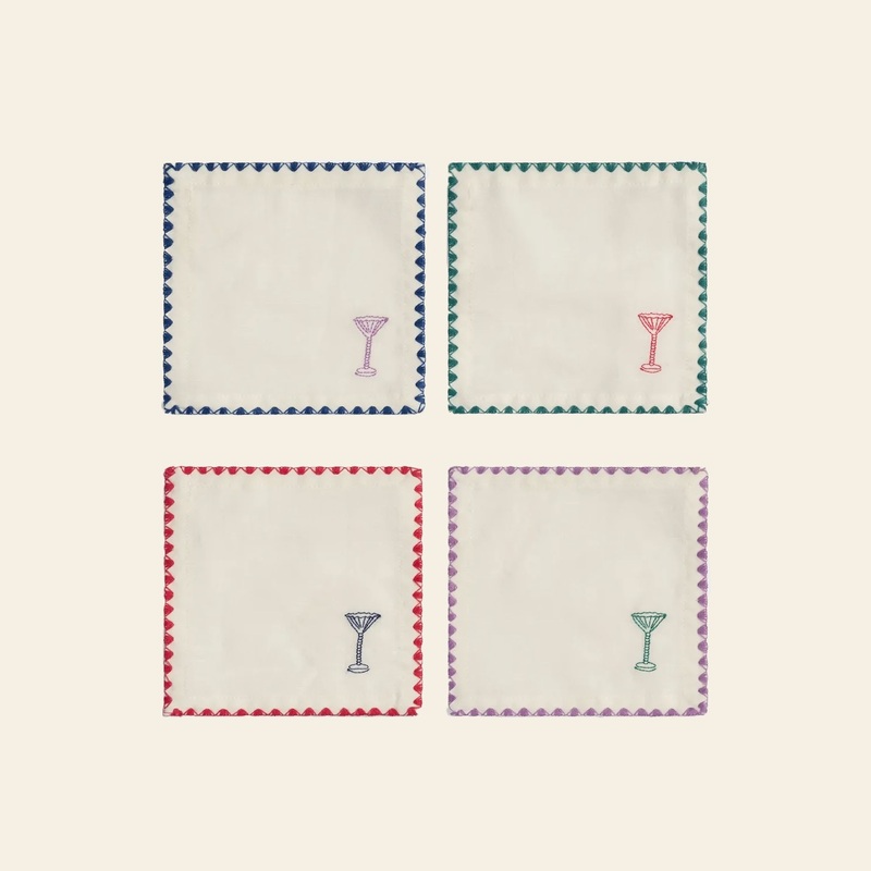 &klevering Zigzag Cocktail Napkin, Set of 4