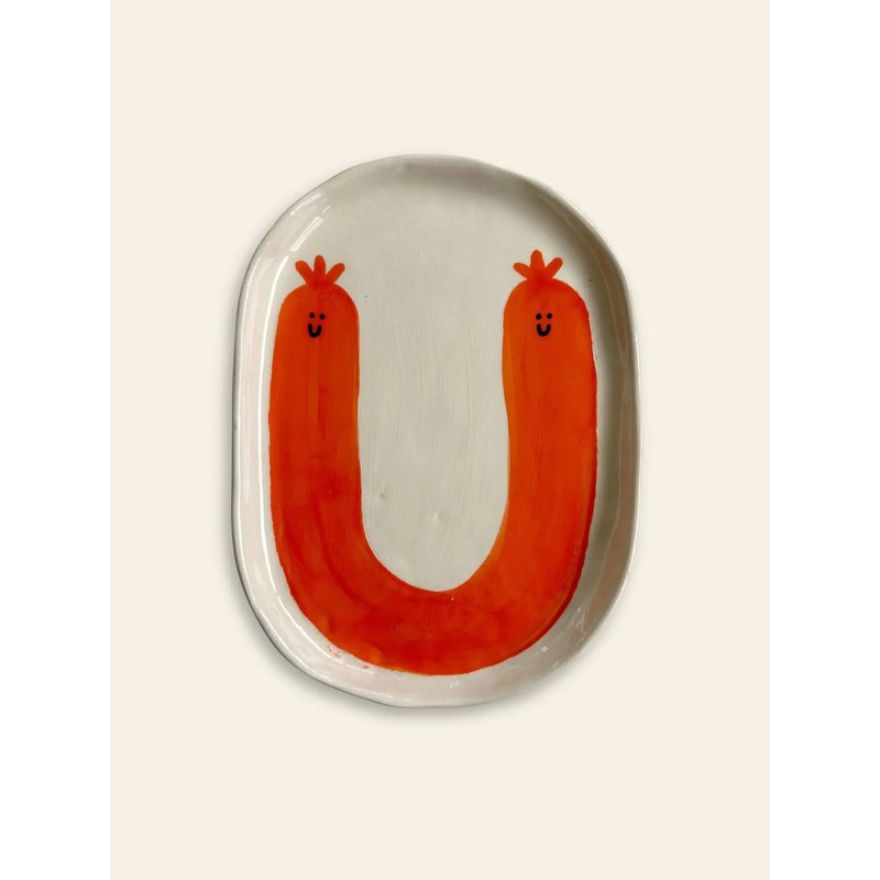 Wobbly Studio Happy Things Plate - Saucisse