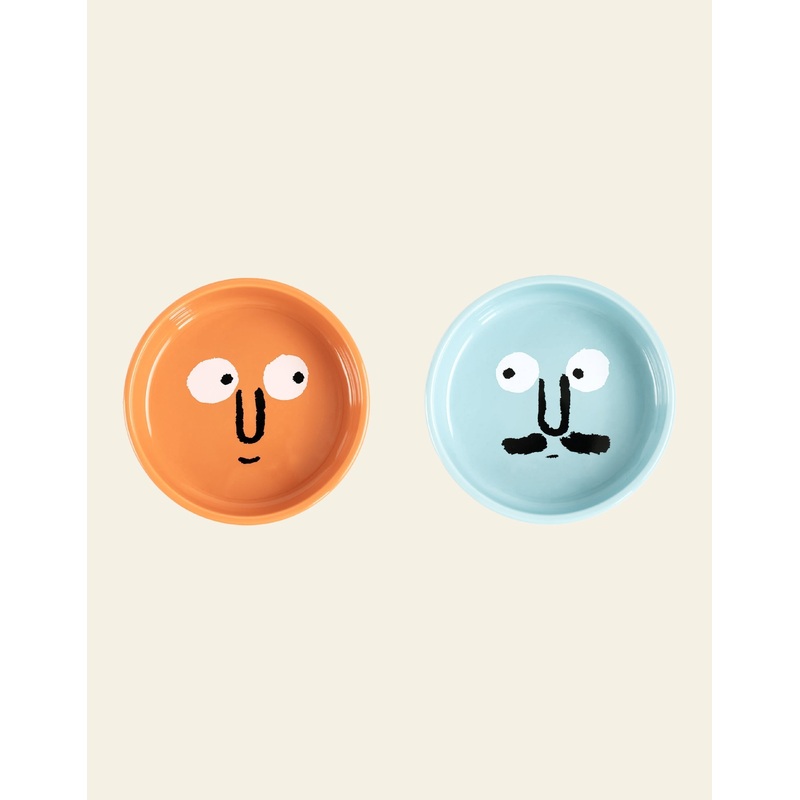 NouNou Friends Plate Set - Mint Blue/Coral Orange