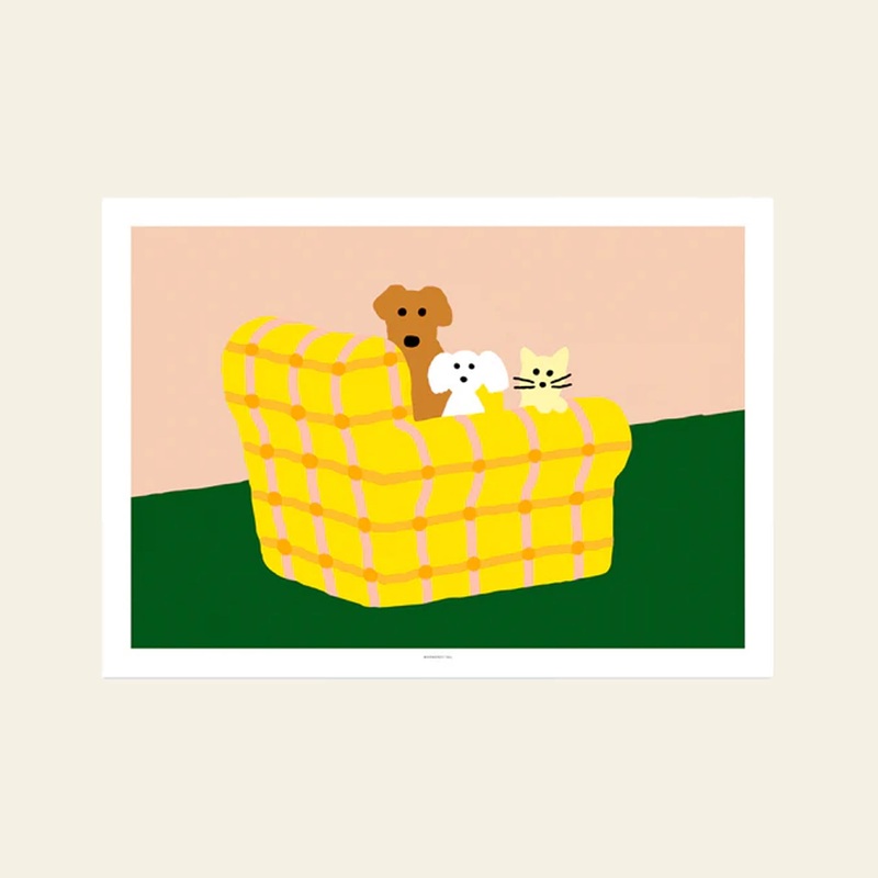 WARMGREY TAIL Armchair Dogs & Cat Poster (30x40)