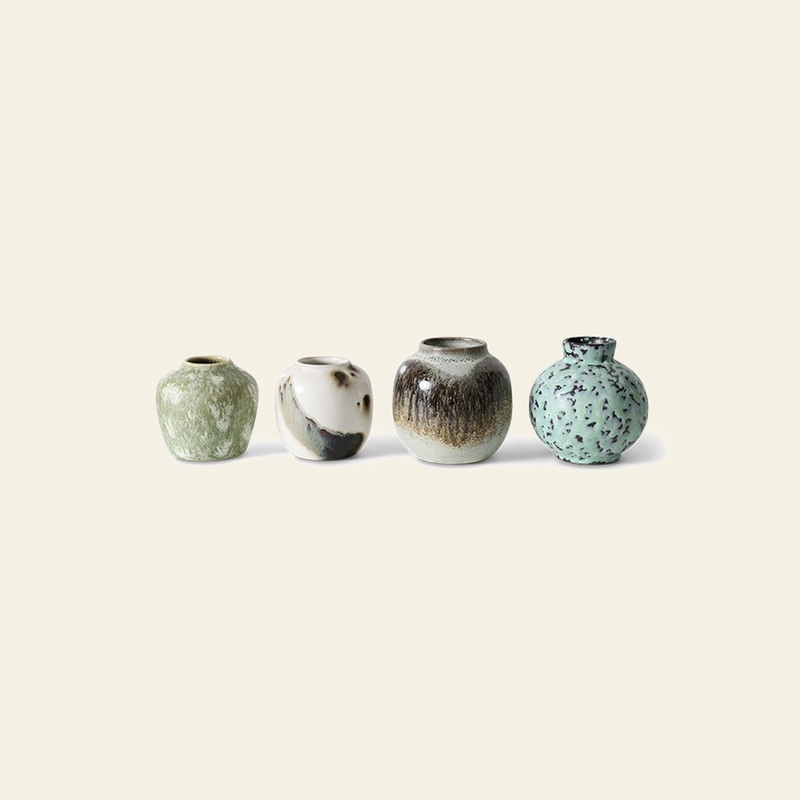 HKLIVING 70s Ceramics: Small Vases, Set of 4 - Canyon