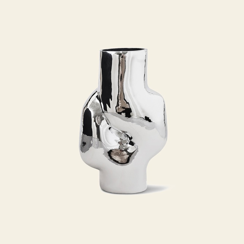 HKLIVING Gleam Glass High Vase - Chrome