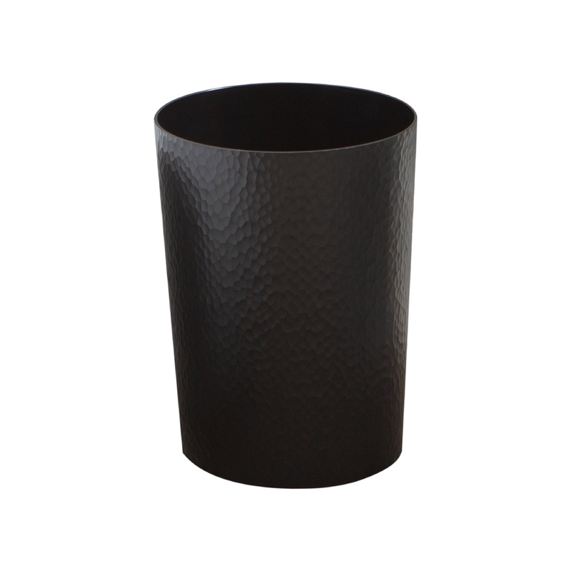 Bath Bliss Hammered Textured Trash Can in Black