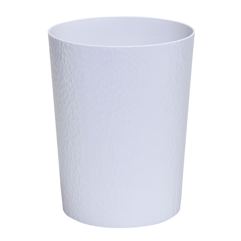 Bath Bliss Hammered Textured Trash Can in White