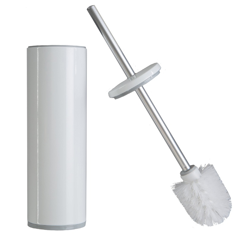 Bath Bliss Modern Aluminum Deluxe Stainless Steel Toilet Brush with Removable Liner in White