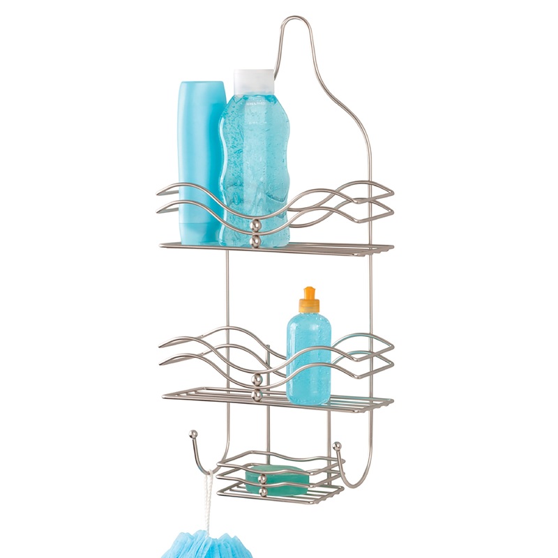 Bath Bliss Ocean Design Shower Caddy in Satin Nickel