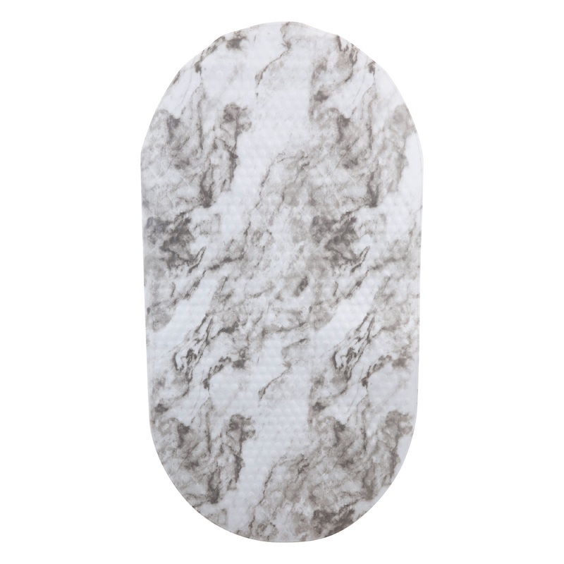 Bath Bliss Oval Bubble Bath Mat in Marble Print