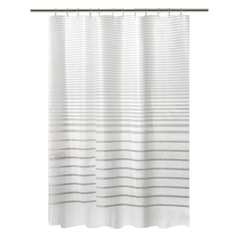 Bath Bliss Shower Curtain in White Stripe Design