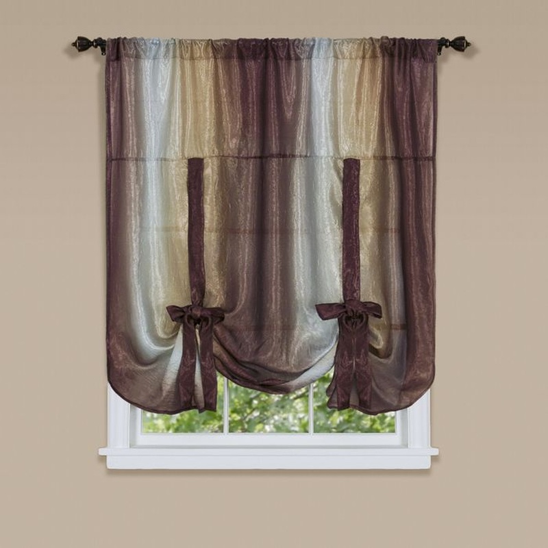 Ombre Window Curtain Tie Up Shade 50x63 - Chocolate
