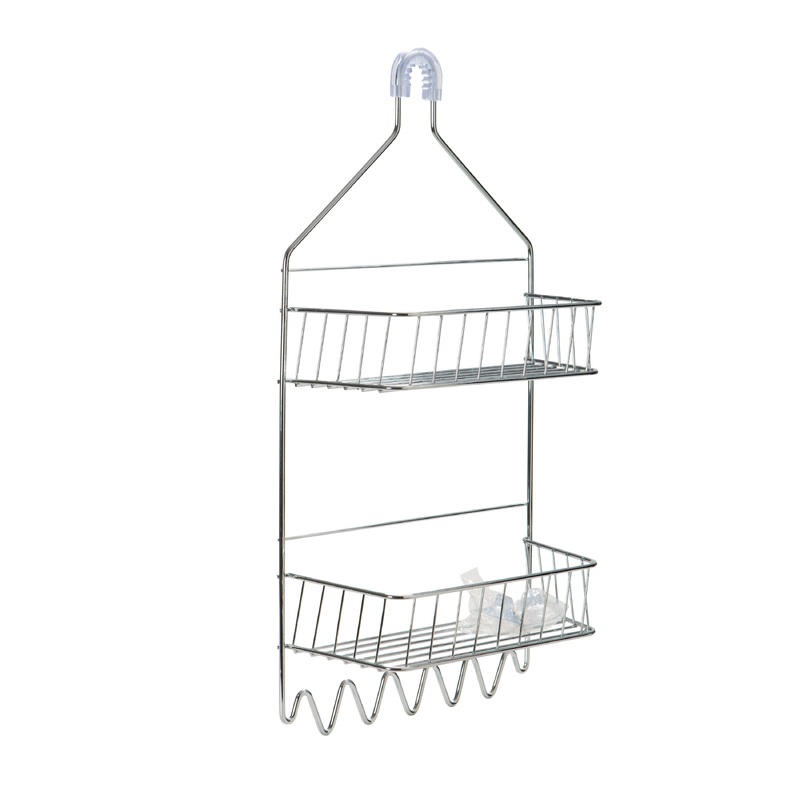 Bath Bliss 2 Tier Cabana Stripe Shower Caddy in Chrome