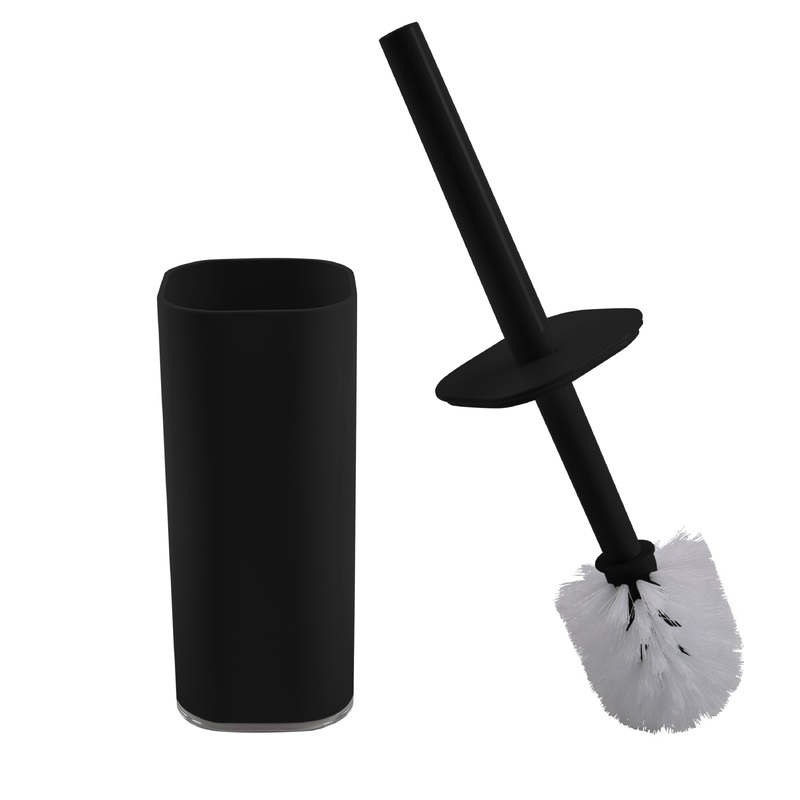 Bath Bliss Acrylic Square Toilet Brush Set in Black