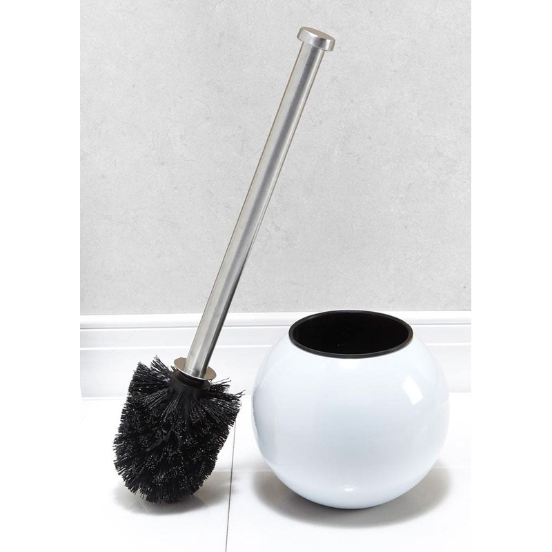 Bath Bliss Globe Design Toilet Brush and Holder in White