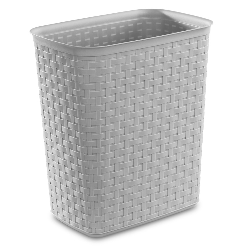 Sterilite Weave 5.8 Gal. Plastic Home/Office Wastebasket Trash Can, Grey