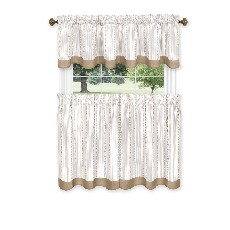 Westport Window Curtain Tier Pair and Valance Set - 58x24 - Taupe