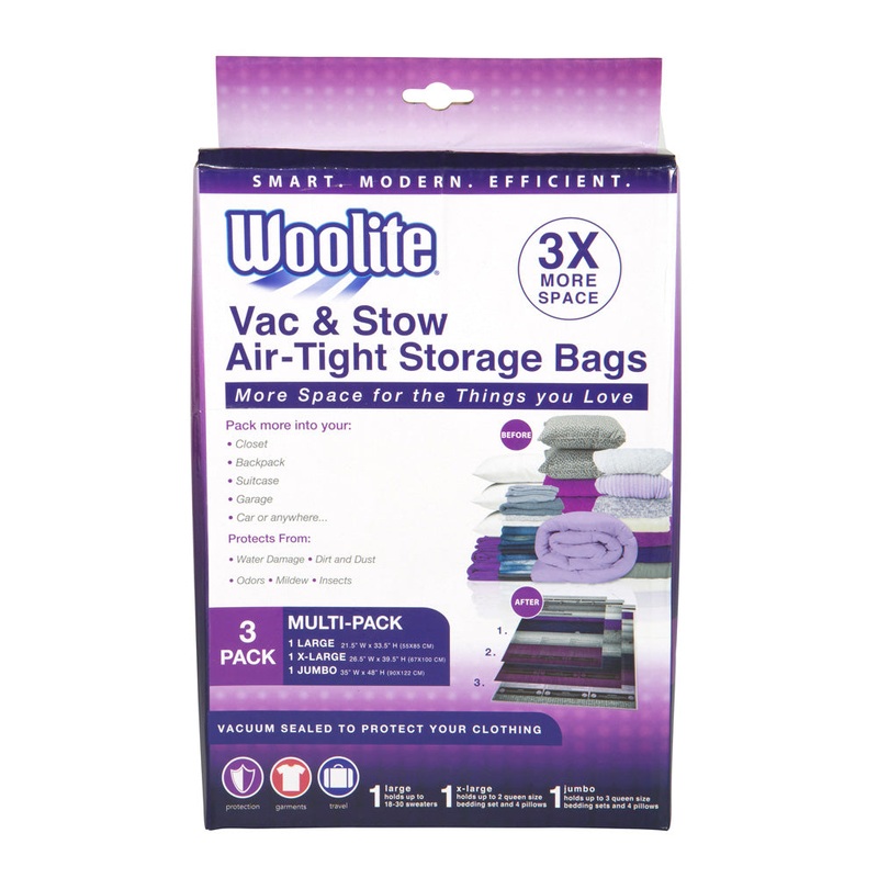 Woolite 3 Piece Air-Tight Vacuum Storage Bags Multi-Pack