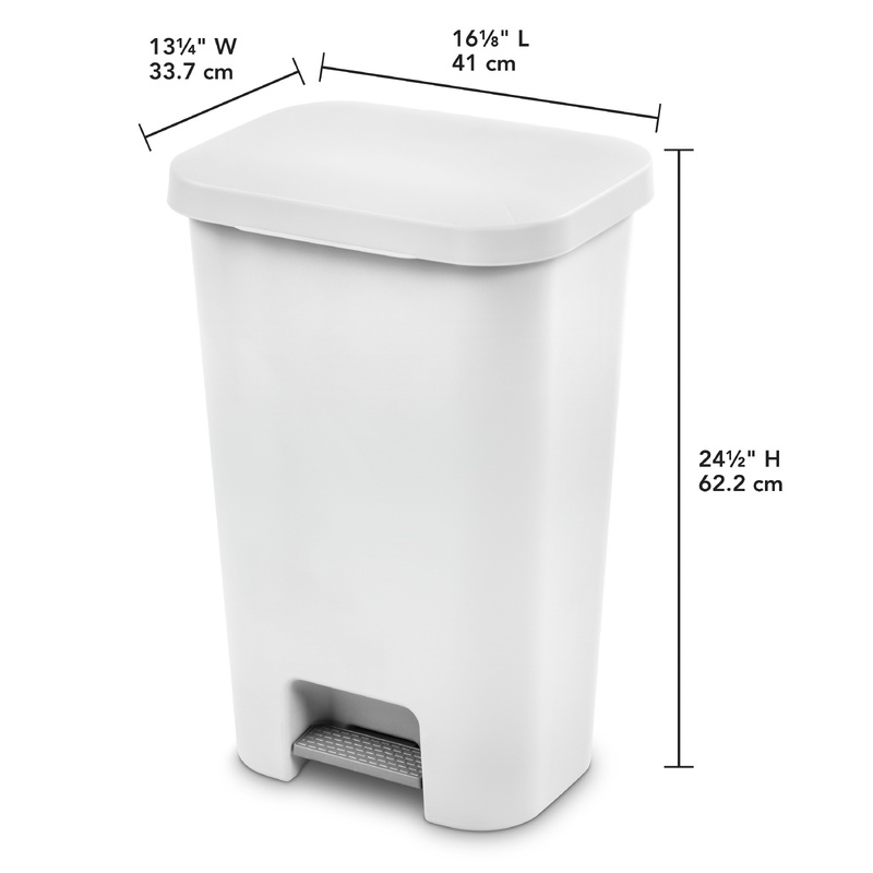 Sterilite 11.9 Gallon StepOn Wastebasket, White