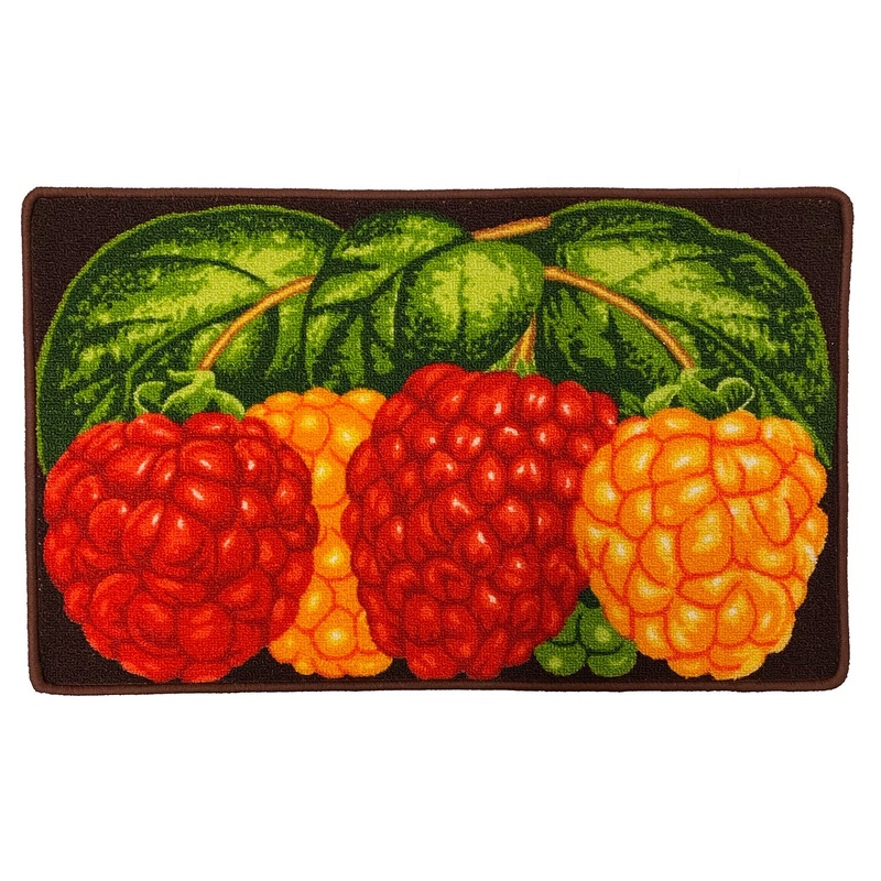 Three Raspberry Printed Skid Resistant Decorative Kitchen Rug, Multi, 18x30 Inches