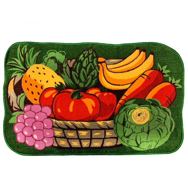 Vegetable Garden Printed Skid-Resistant Kitchen Rug, Green, 20x32 Inches