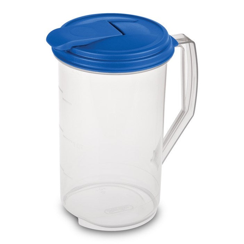 Sterilite Plastic Round Pitcher, Blue, 2 Quart