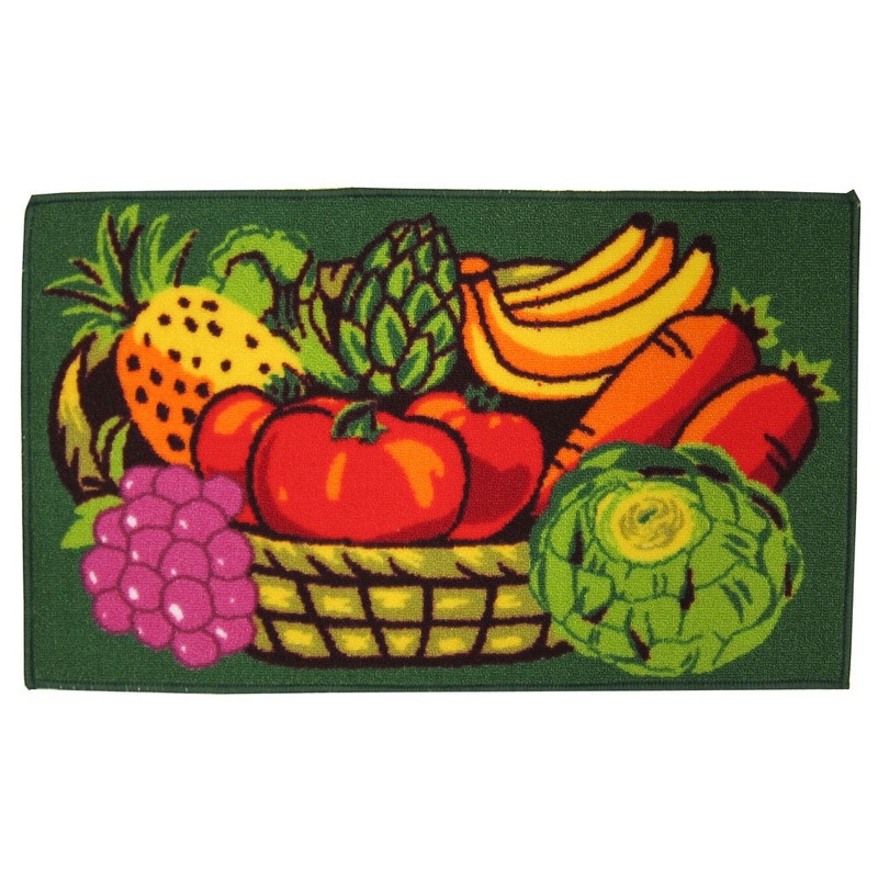Vegetable Basket Printed Kitchen Rug, 18x30 Inches