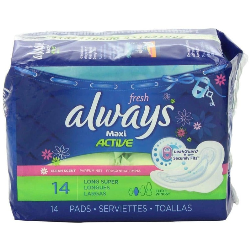Always Maxi Rapid Dry Long Super Sanitary Pads With Flexi Wings Clean Scent - 14 Count