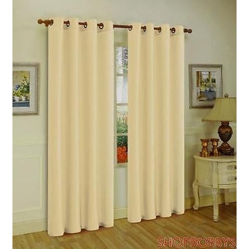 Melanie Faux Silk Window Panel With 8 Grommets, Beige, 55x84 Inches