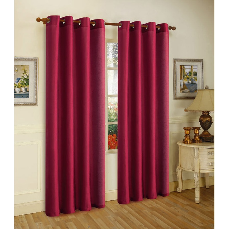Melanie Faux Silk Window Panel With 8 Grommets, Burgundy, 55x84 Inches