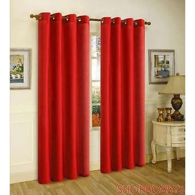 Melanie Faux Silk Window Panel With 8 Grommets, Red, 55x84 Inches