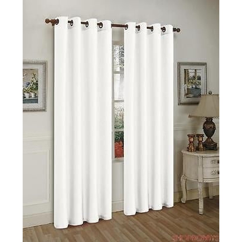Melanie Faux Silk Window Panel With 8 Grommets, White, 55x84 Inches
