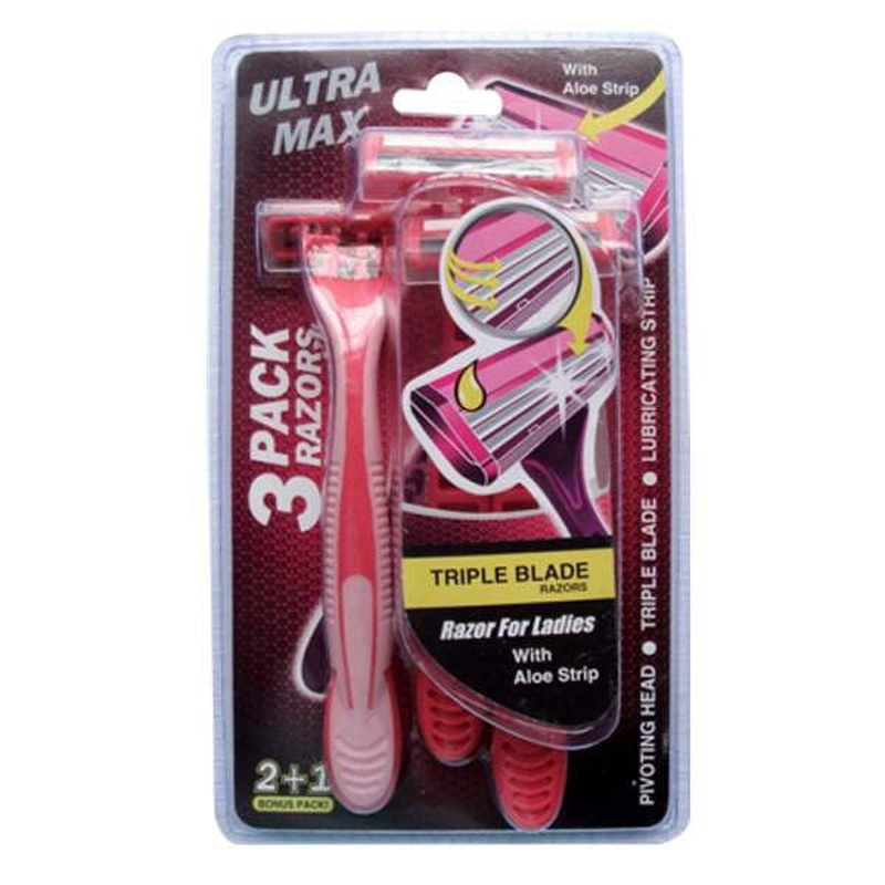 Ultra Max Women's Triple Blade Razors With Aloe Strip - 3 Pack