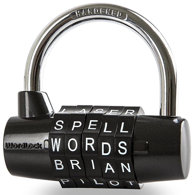Wordlock Pl-004-Bk 5-Dial Combination Padlock, Black