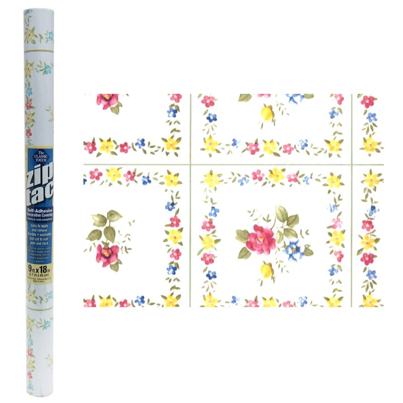 Zip Tac Self-Adhesive Decorative Shelf Liner, Fiesta Design, 9 Ft X 18 In