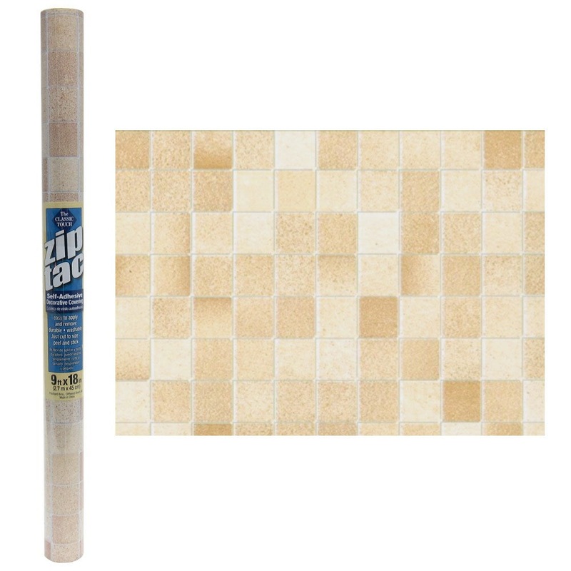 Zip Tac Self-Adhesive Decorative Shelf Liner Tile Tone Design - 9 Ft X 18 In
