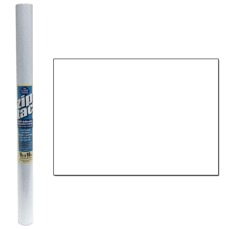 Zip Tac Self-Adhesive Decorative Shelf Liner White - 9 Ft X 18 In