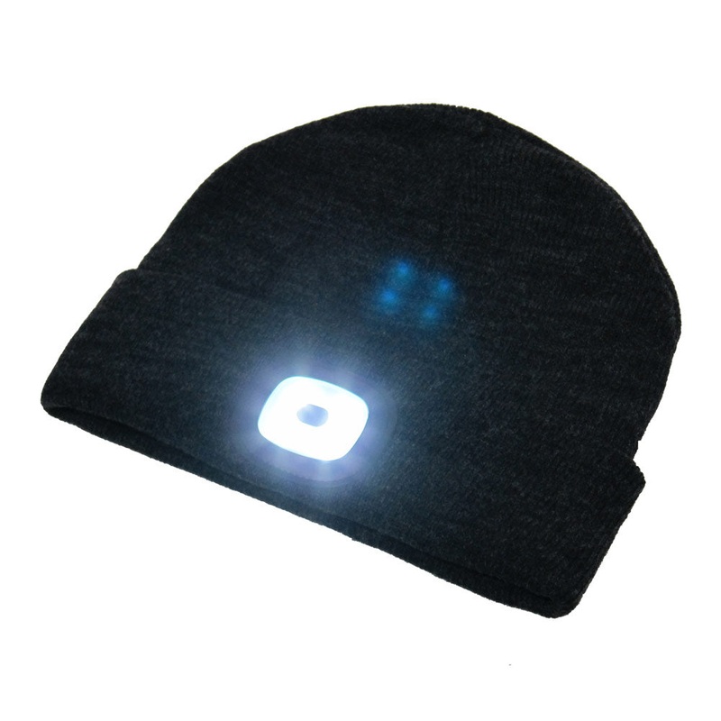 Beamie Hat With Built-in Rechargeable Led Head Lights, Black