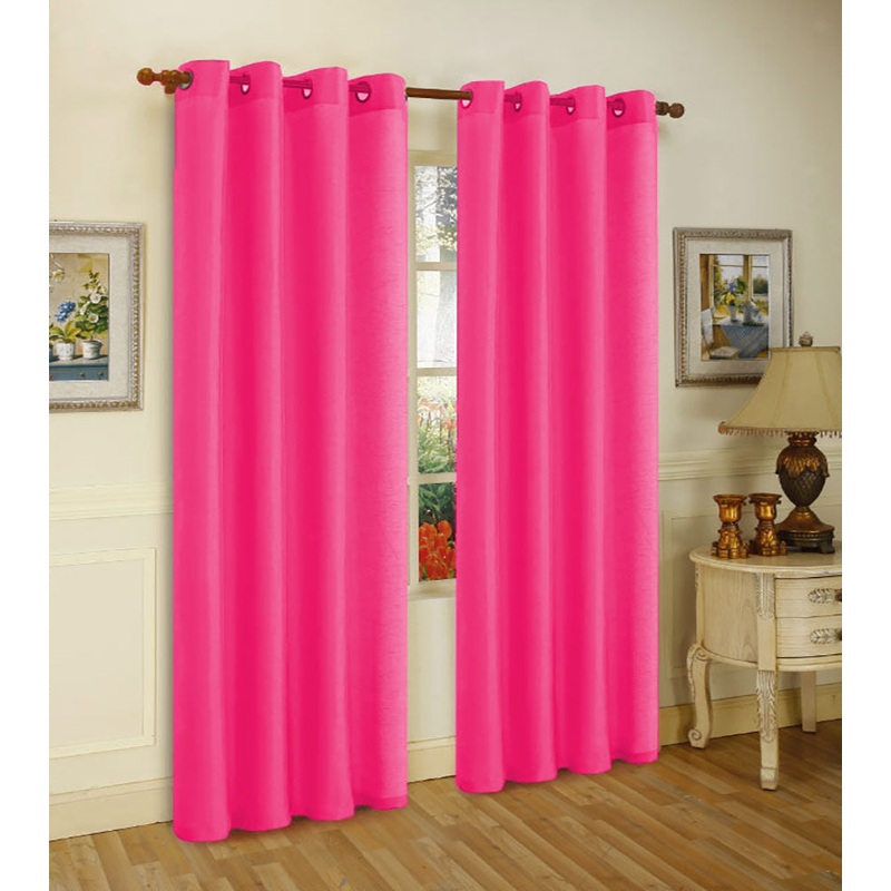 Melanie Faux Silk Grommet Window Panel, Bright Rose, 55x63 Inches