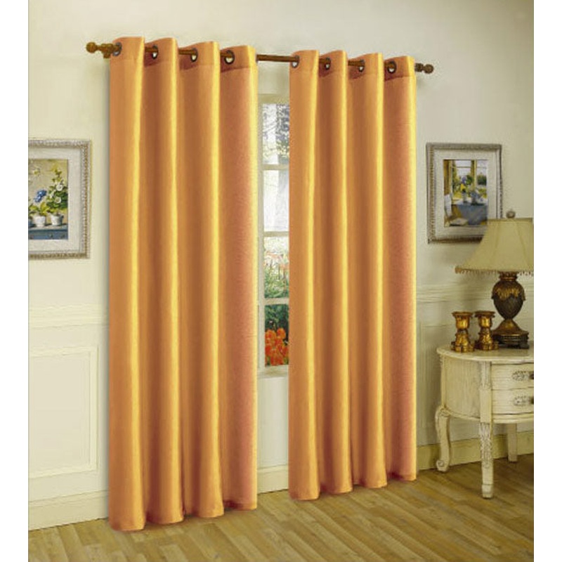 Melanie Faux Silk Grommet Window Panel, Gold, 55x63 Inches