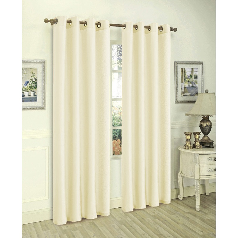 Melanie Faux Silk Grommet Window Panel, Ivory, 55x63 Inches